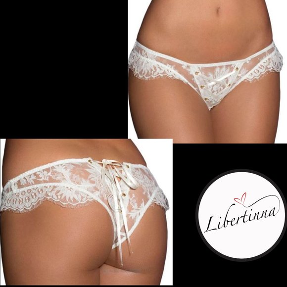 XS-S White Ribbon Eyelash Lace Panty - Sooo pretty - Picture 2 of 6